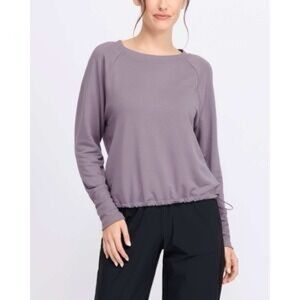 We wander elastic bottom Elegant Lavender Long Sleeve Sweatshirt